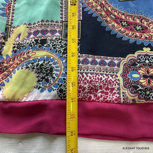 UMGEE Paisley Tunic Dress L Womens Boho Shift Colorful Knit Lined Flared Sleeve - Picture 12 of 12